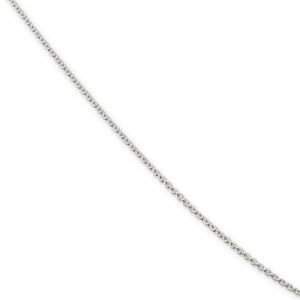1.5mm Rhodium Plated Sterling Silver Solid Cable Chain Necklace, 20 In